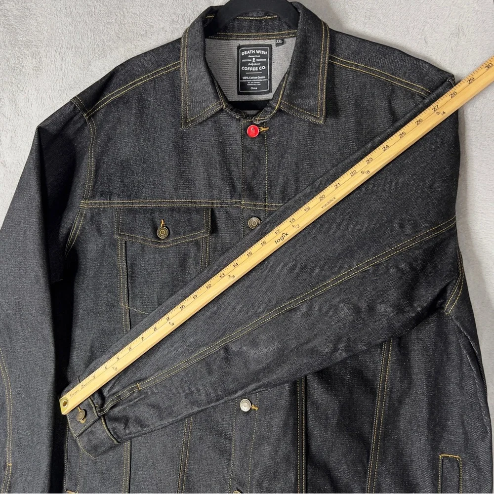 Death Wish Coffee Co. Limited Edition Jean Jacket Men's 2XL Dark Wash Denim‎